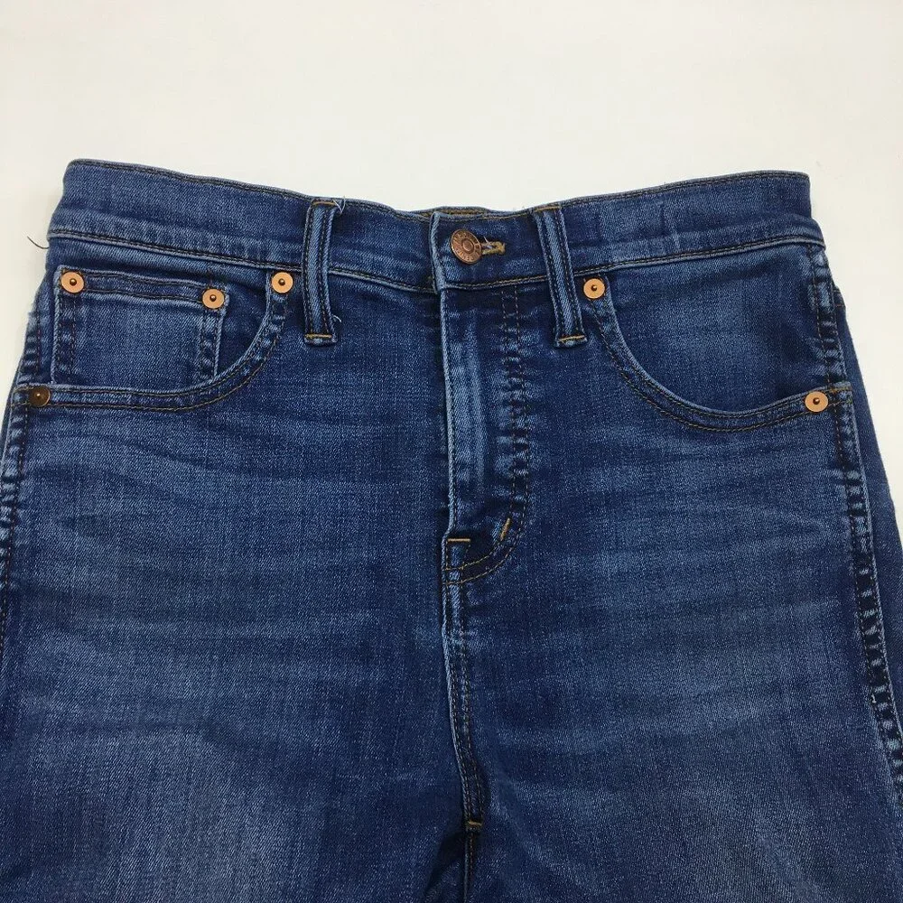 MADEWELL Med Wash 10" High Rise 5 Pocket Logo Hardware Skinny Jeans - Picture 5 of 12